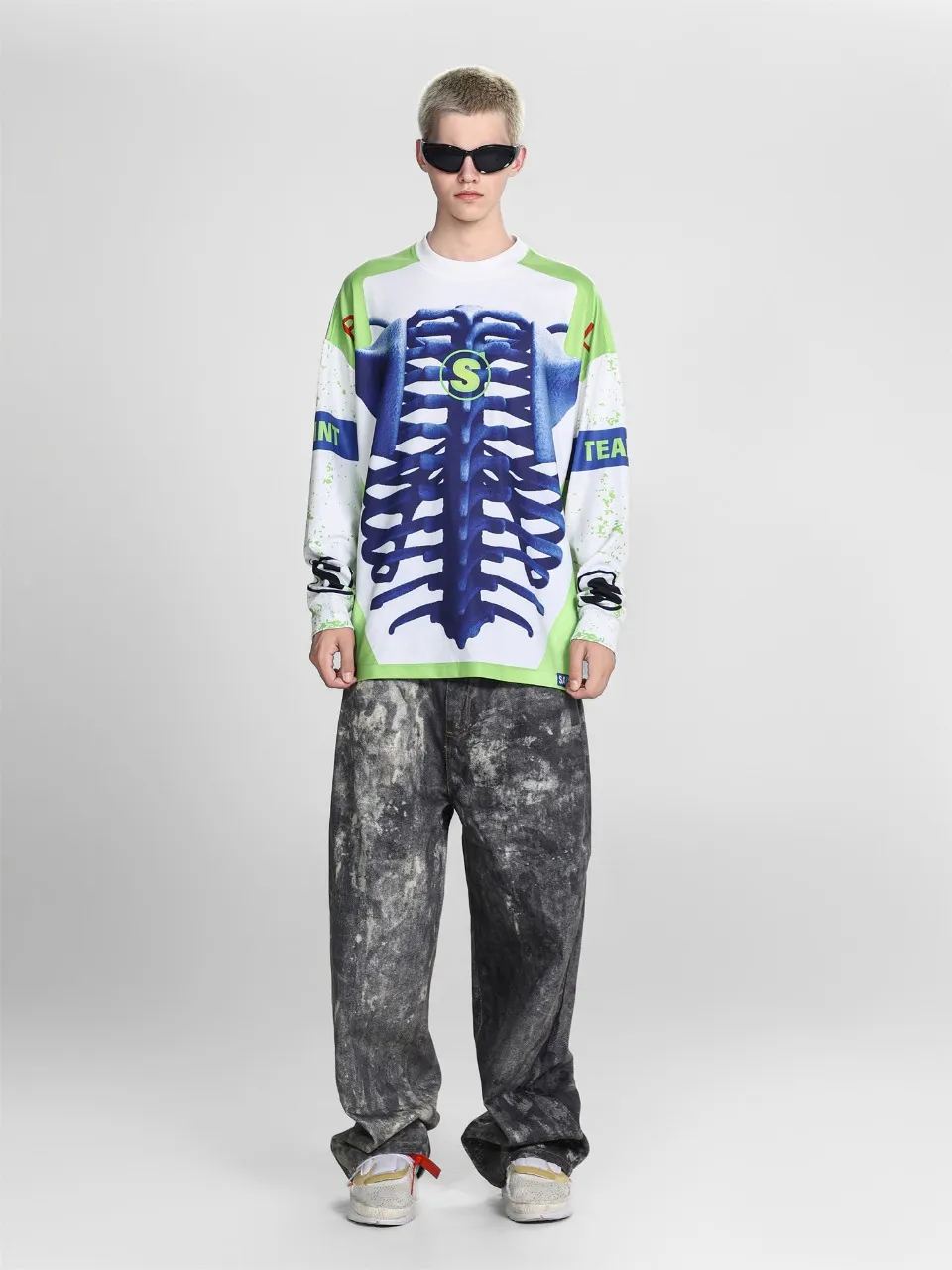 Saint michael tears all-over printed long-sleeved vintage autumn and winter T-shirt Style number: 115 Size: M L XL Wholesale price: 136 Color: Picture color